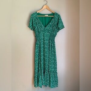 max studio green polka dot dress Green Polka Dot Strappy Tailored Dress main image 0